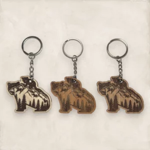Porte-clés bois Ours